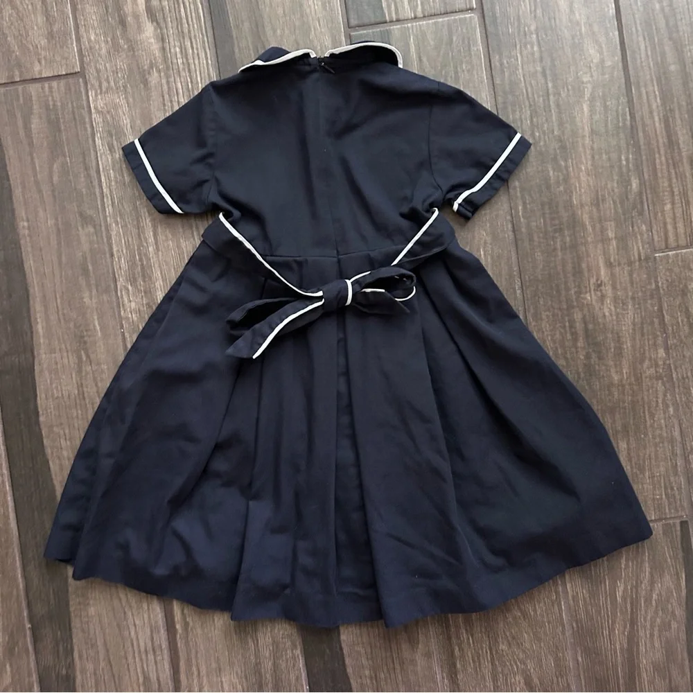La Stupenderia Navy Blue Peter Pan Collar Girls Dress Sz 4